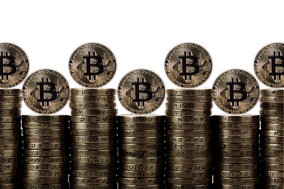 stacked bitcoins